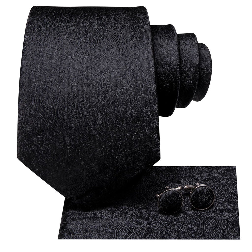 GentCrest Black Paisley Tie Hanky Cufflinks Set - Image 3