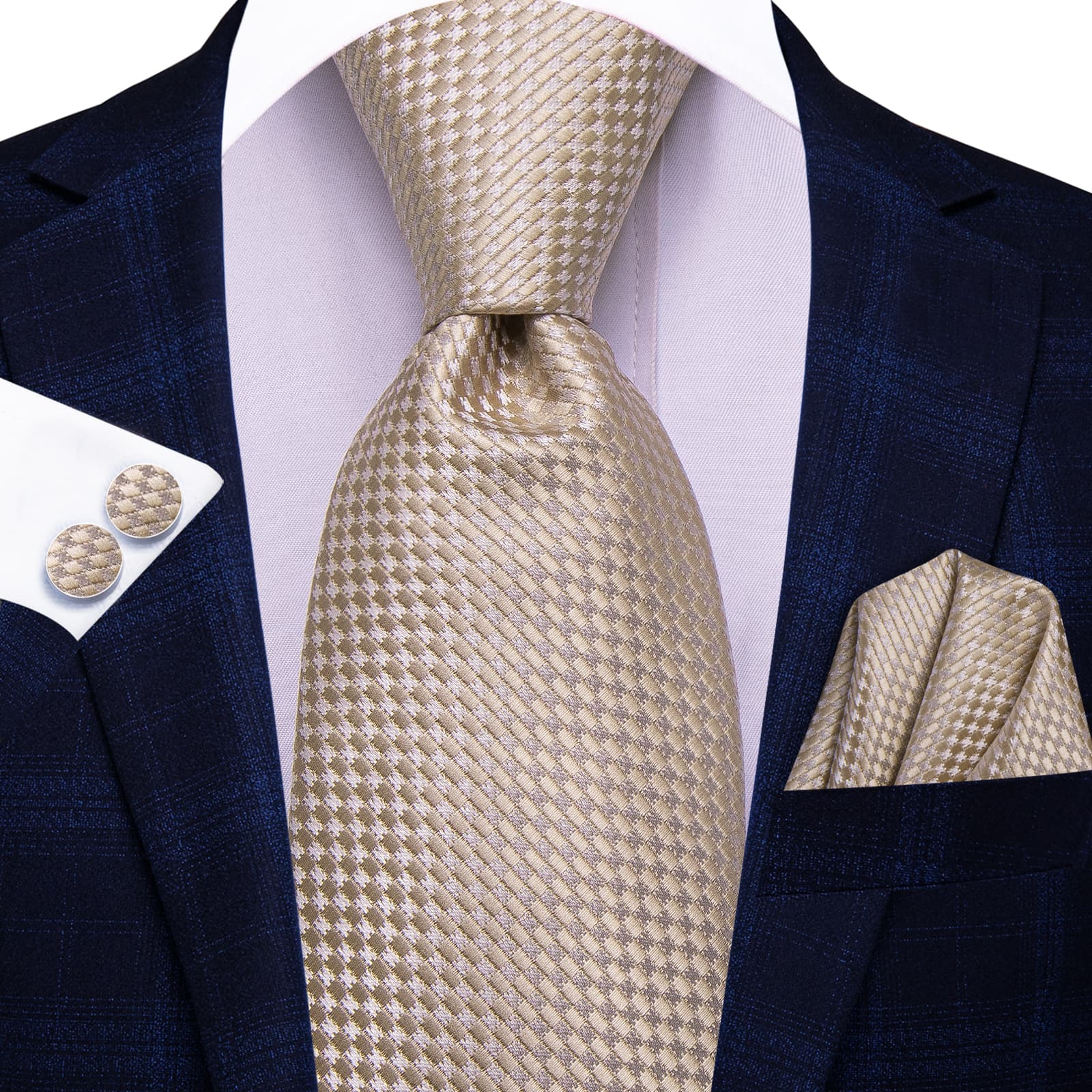 GentCrest Red Plaid Tie Hanky Cufflinks Set - Image 2