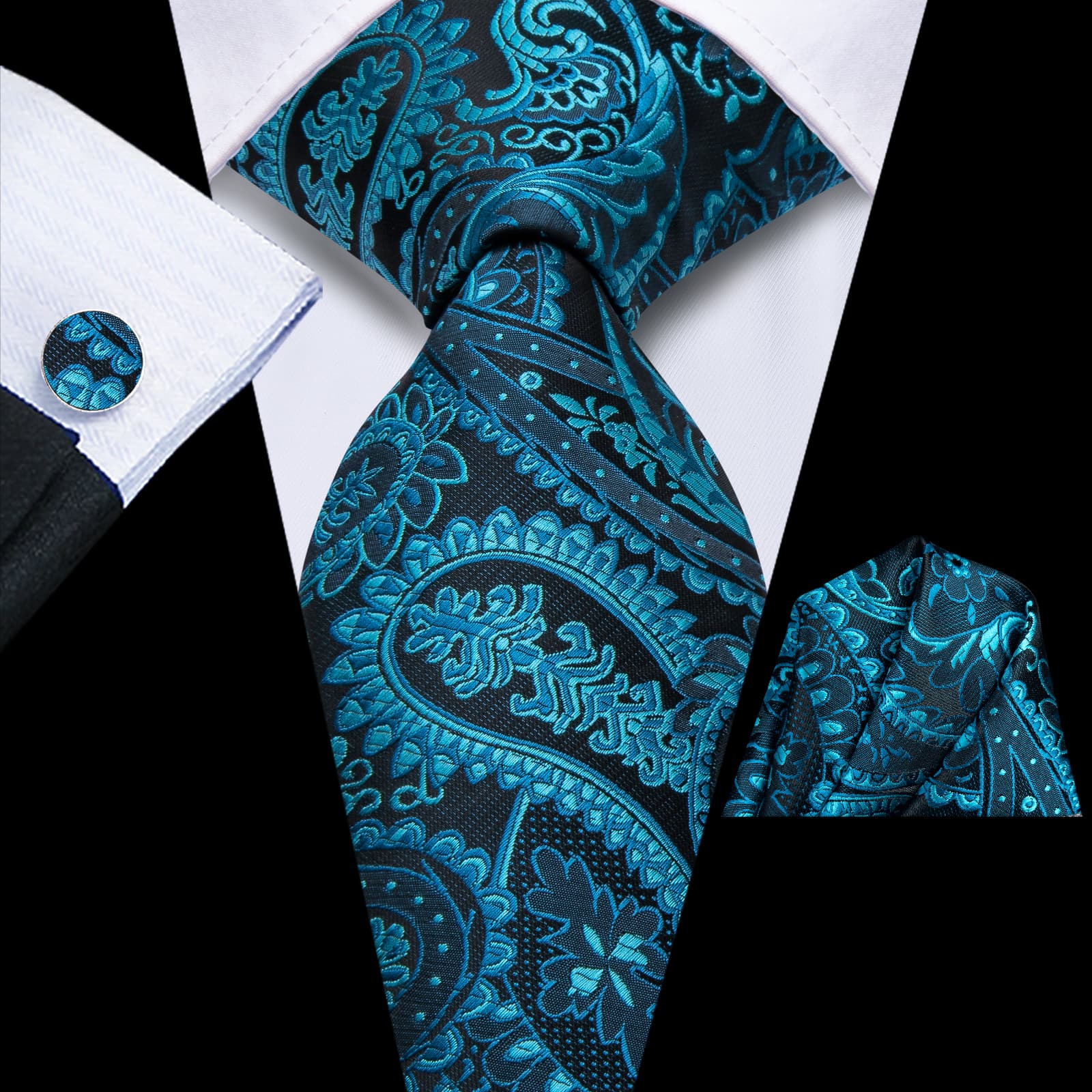 GentCrest Classic Paisley Tie Hanky Cufflinks Set - Image 1