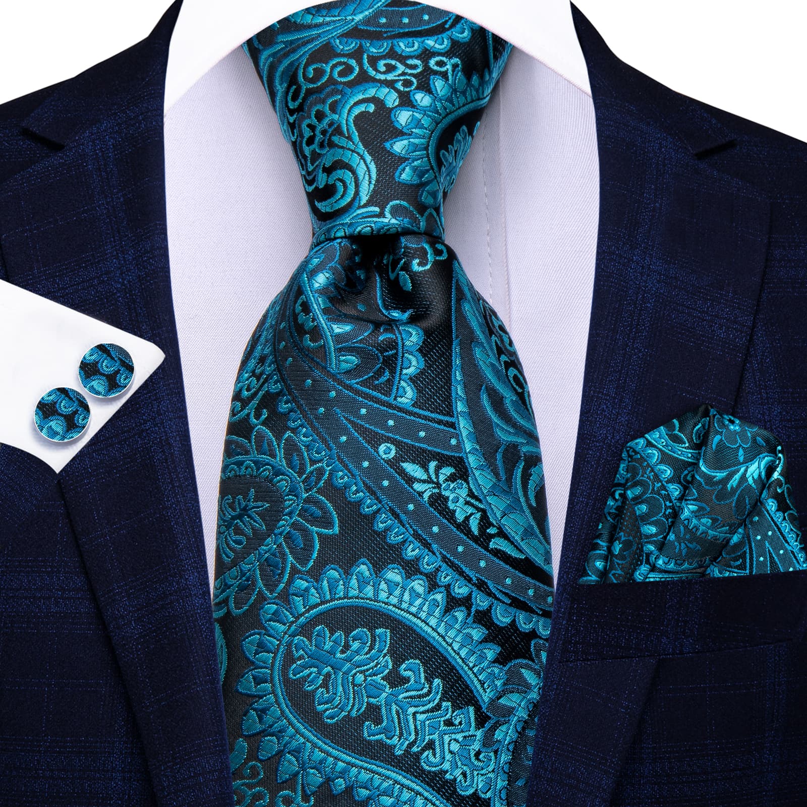 GentCrest Classic Paisley Tie Hanky Cufflinks Set - Image 2
