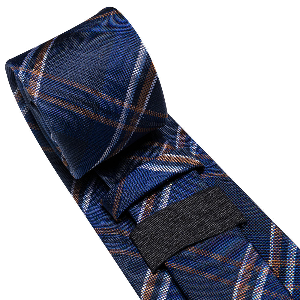 GentCrest Blue Plaid Tie Hanky Cufflinks Set - Image 5