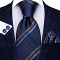 GentCrest Blue Plaid Tie Hanky Cufflinks Set - Image 1