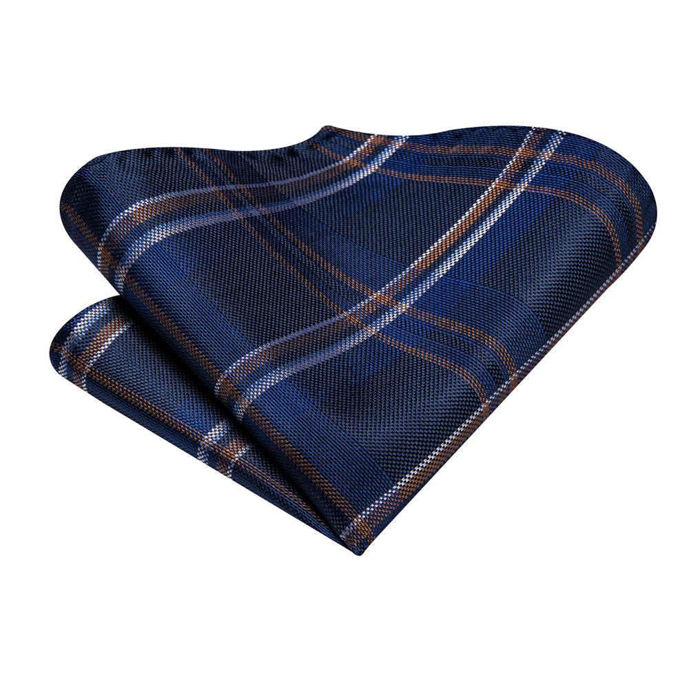 GentCrest Blue Plaid Tie Hanky Cufflinks Set - Image 3