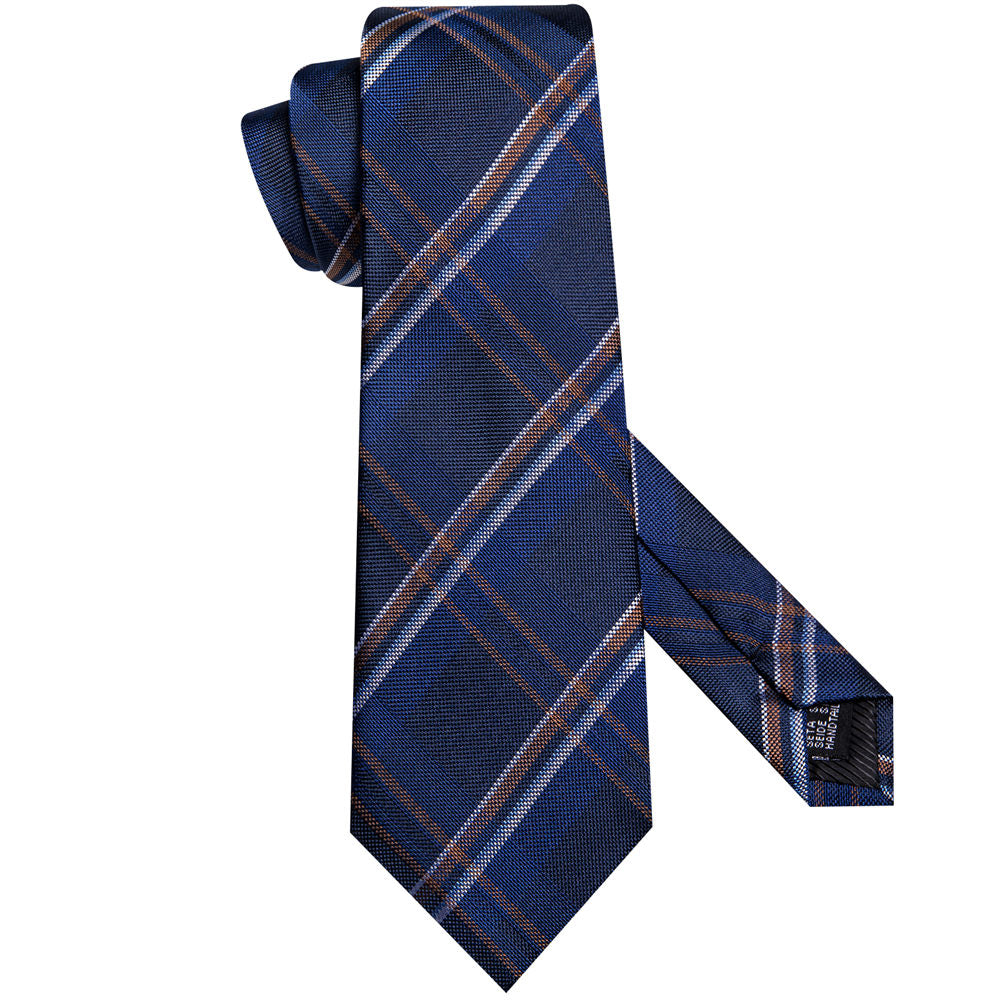 GentCrest Blue Plaid Tie Hanky Cufflinks Set - Image 4