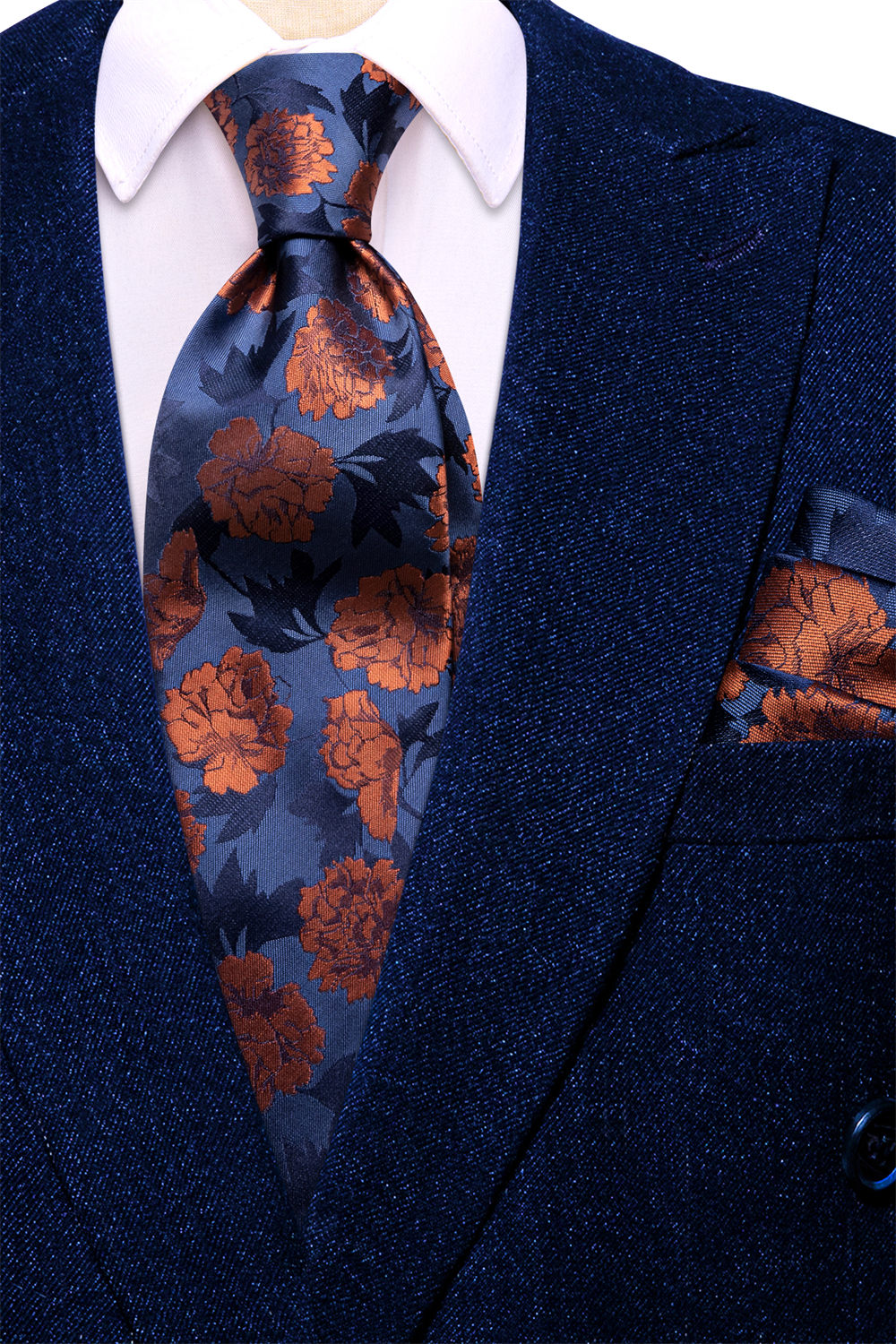 GentCrest Blue Floral Tie Hanky Cufflinks Set - Image 7