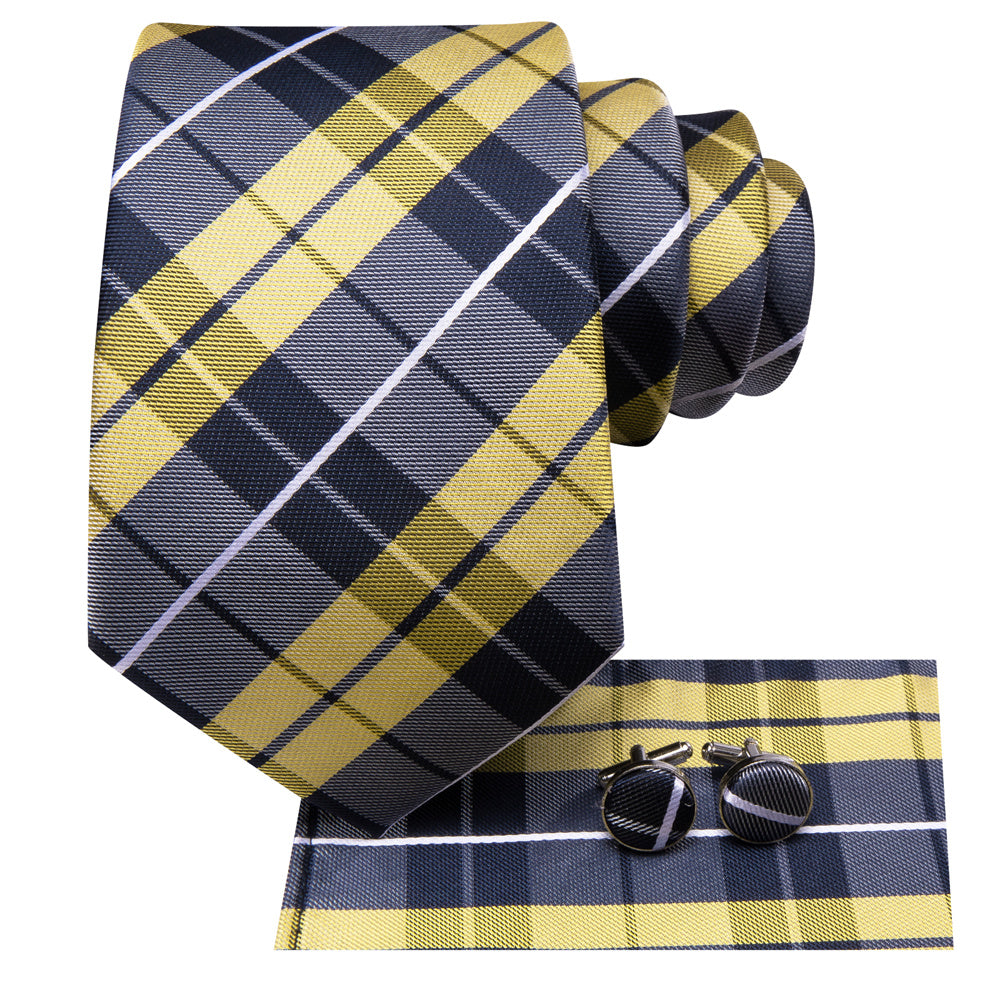 GentCrest Grey Plaid Tie Hanky Cufflinks Set - Image 4