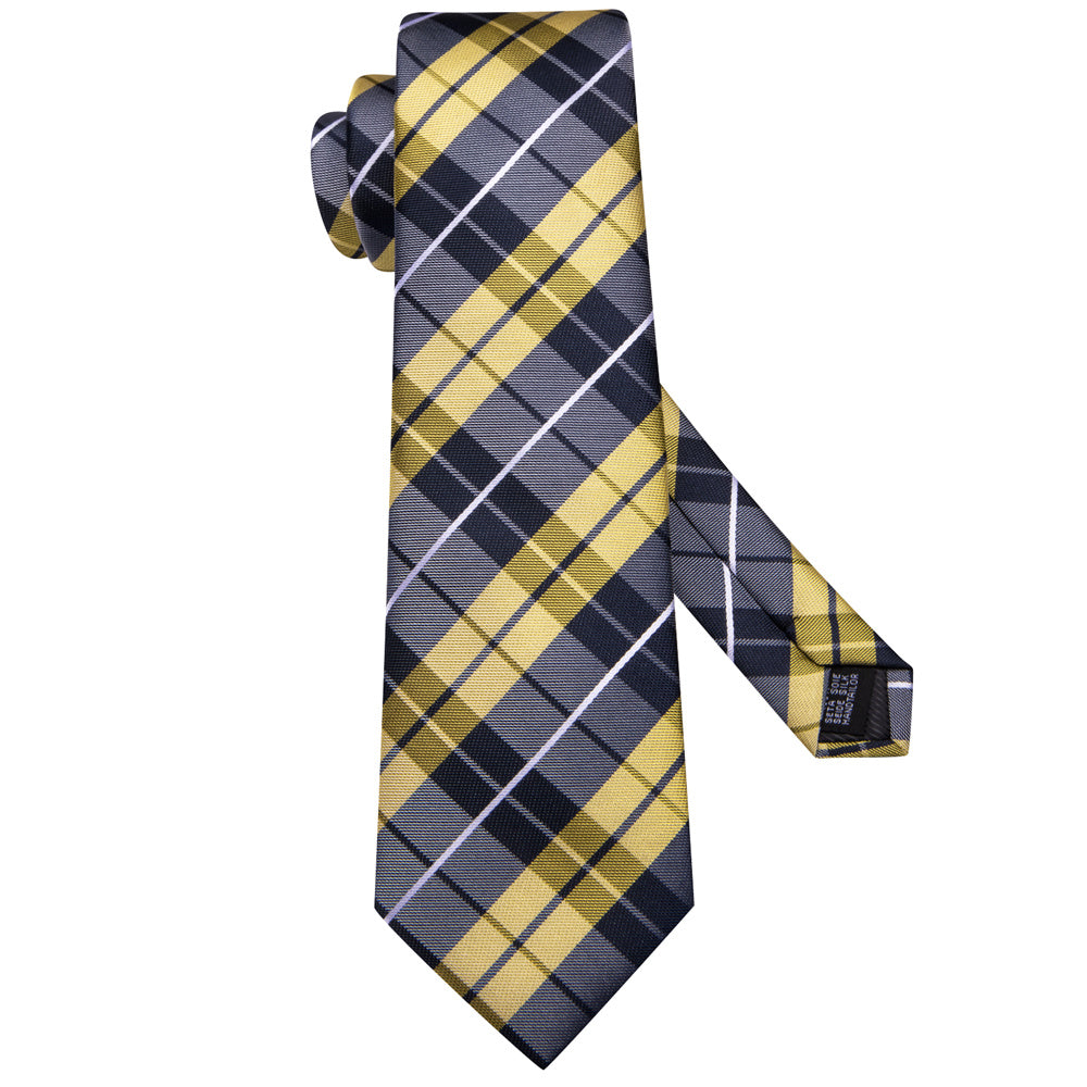 GentCrest Grey Plaid Tie Hanky Cufflinks Set - Image 6
