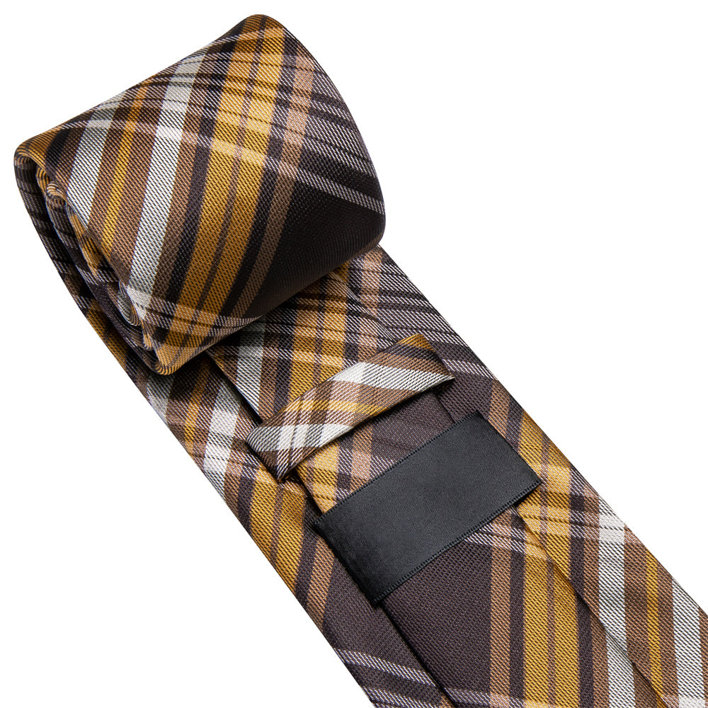 GentCrest Brown Plaid Tie Hanky Cufflinks Set - Image 7
