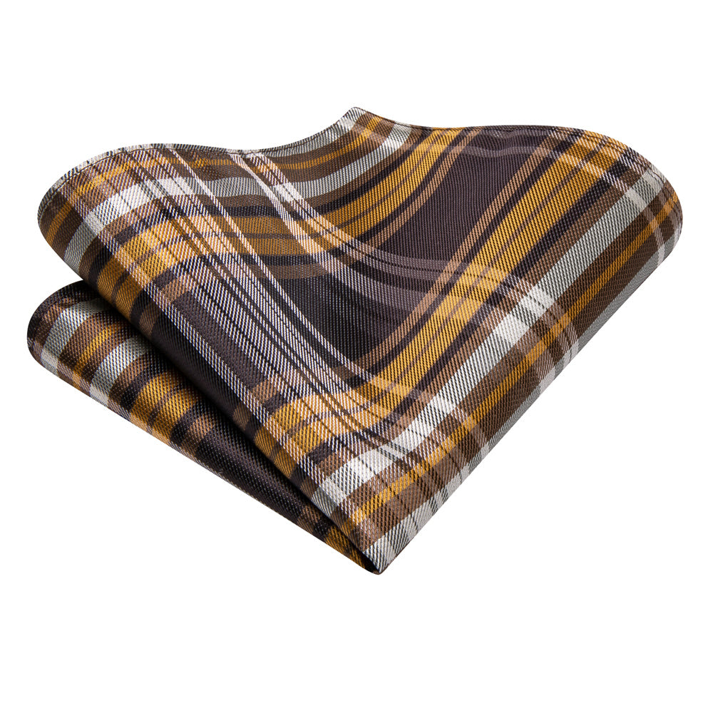 GentCrest Brown Plaid Tie Hanky Cufflinks Set - Image 5