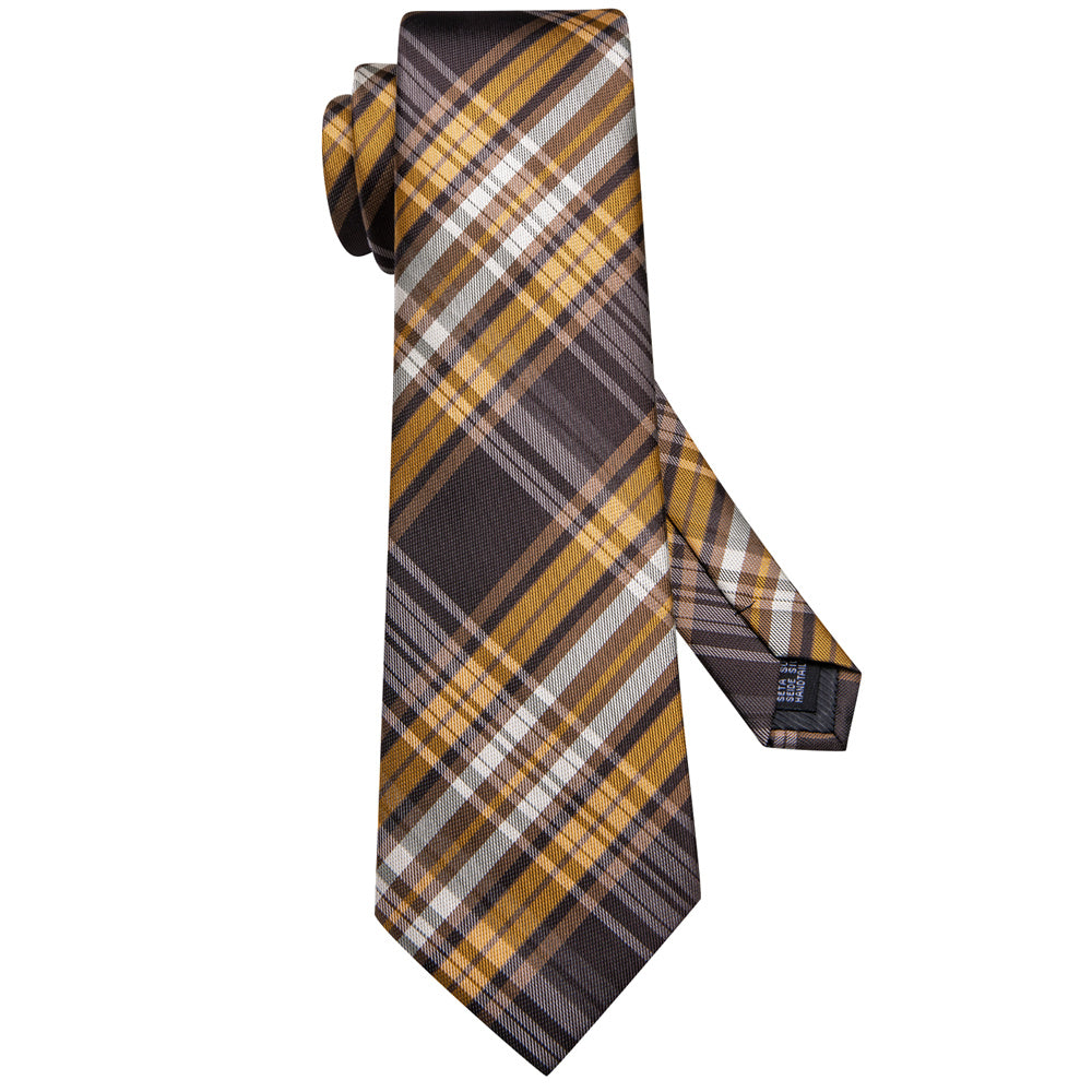 GentCrest Brown Plaid Tie Hanky Cufflinks Set - Image 6