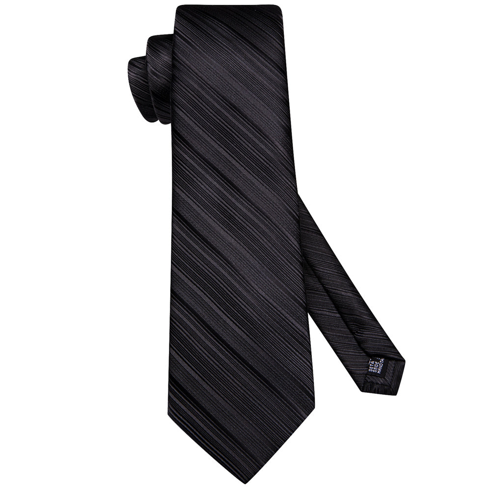 GentCrest Black Striped Tie Hanky Cufflinks Set - Image 5