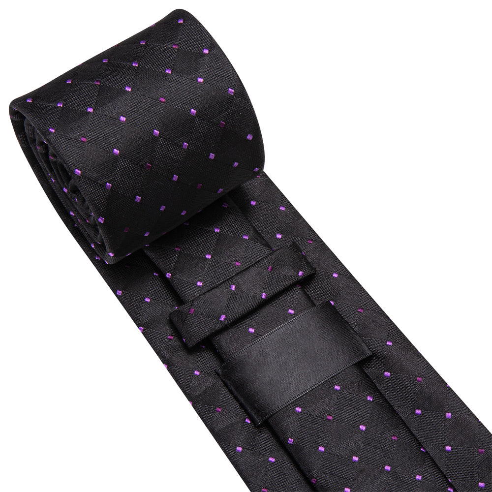 GentCrest Black Plaid Tie Hanky Cufflinks Set - Image 7