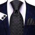 GentCrest Black Plaid Tie Hanky Cufflinks Set - Image 1