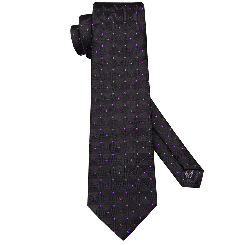 GentCrest Black Plaid Tie Hanky Cufflinks Set - Image 6