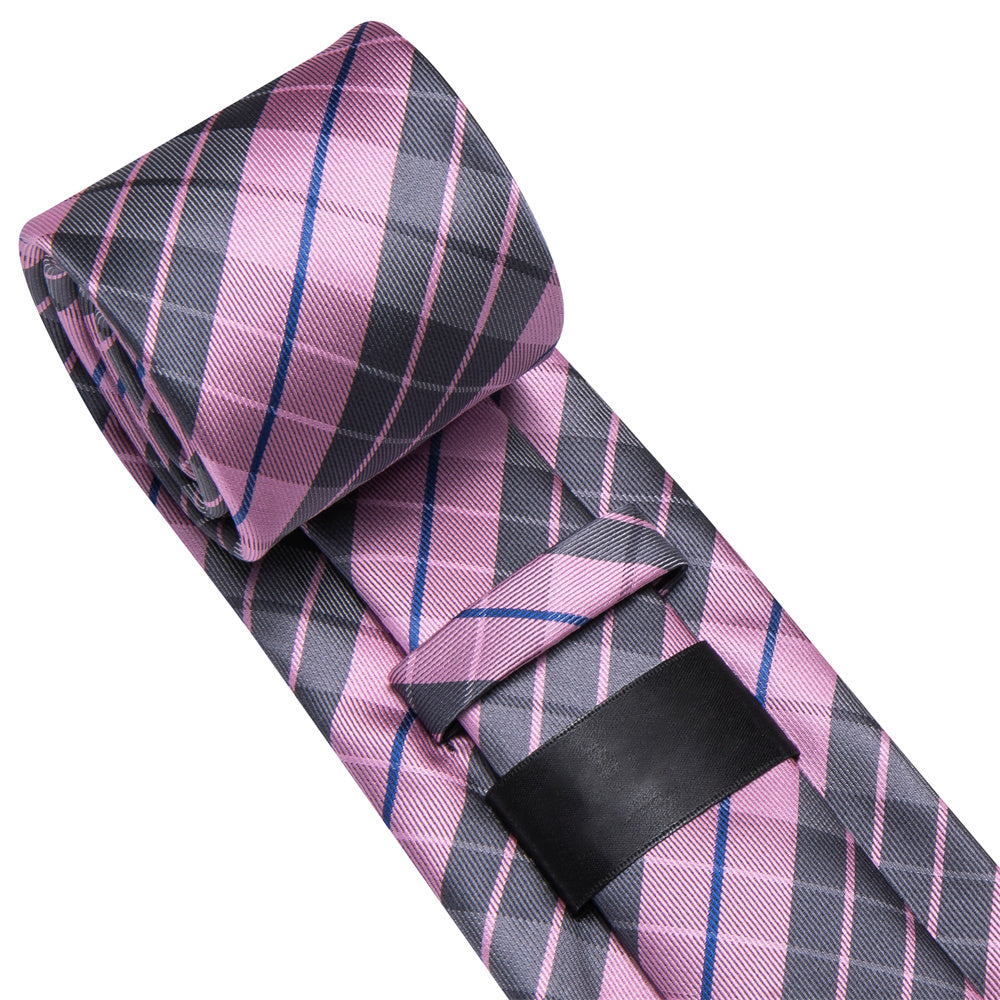 GentCrest Pink Plaid Tie Hanky Cufflinks Set - Image 6