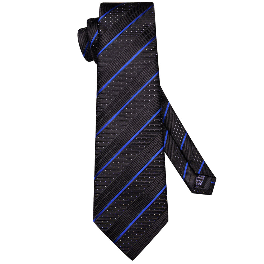 GentCrest Black Striped Tie Hanky Cufflinks Set - Image 6