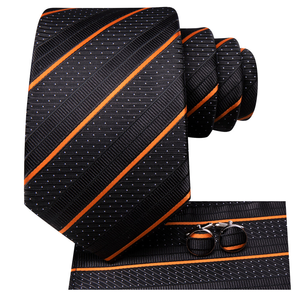 GentCrest Black Striped Tie Hanky Cufflinks Set - Image 4