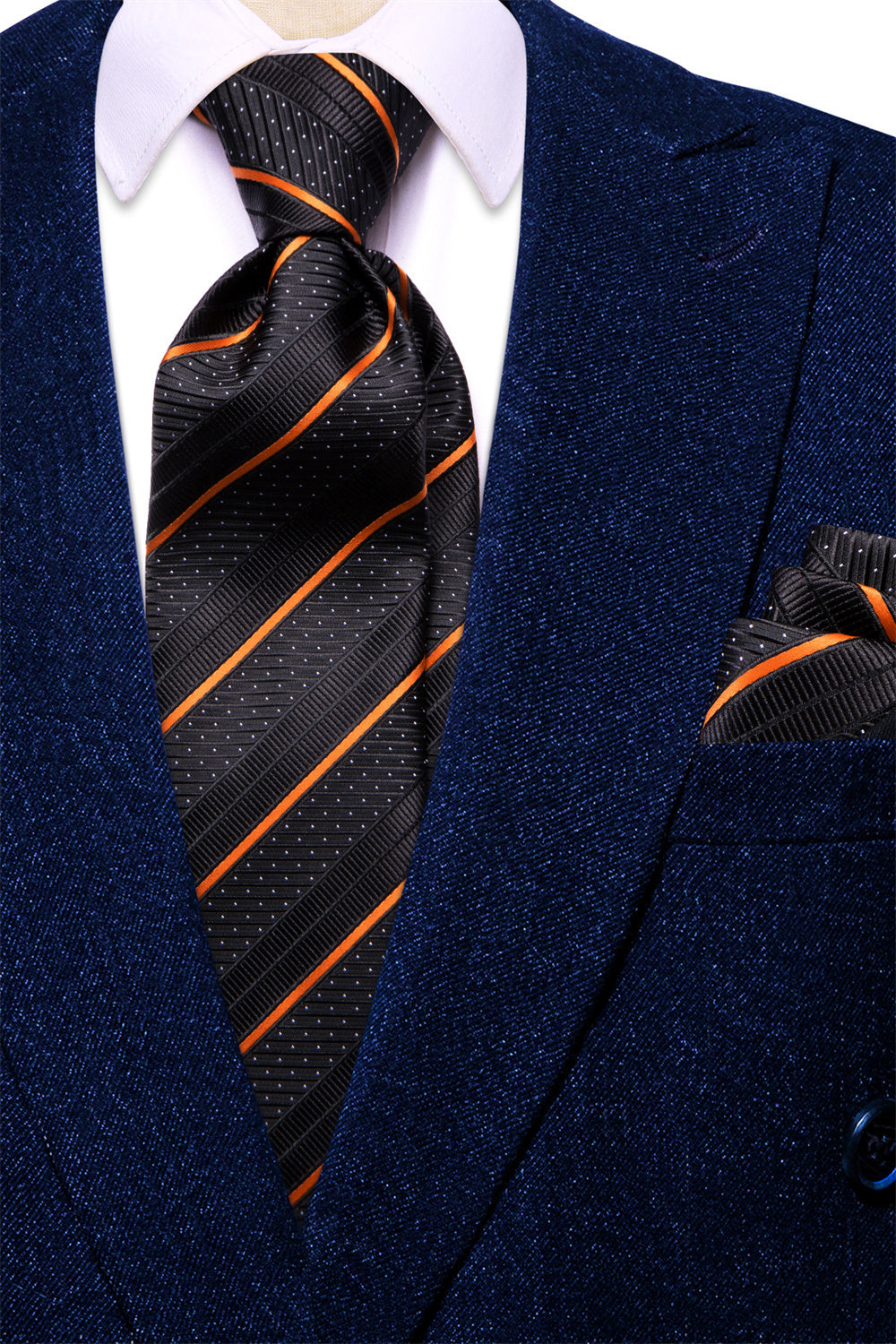 GentCrest Black Striped Tie Hanky Cufflinks Set - Image 3