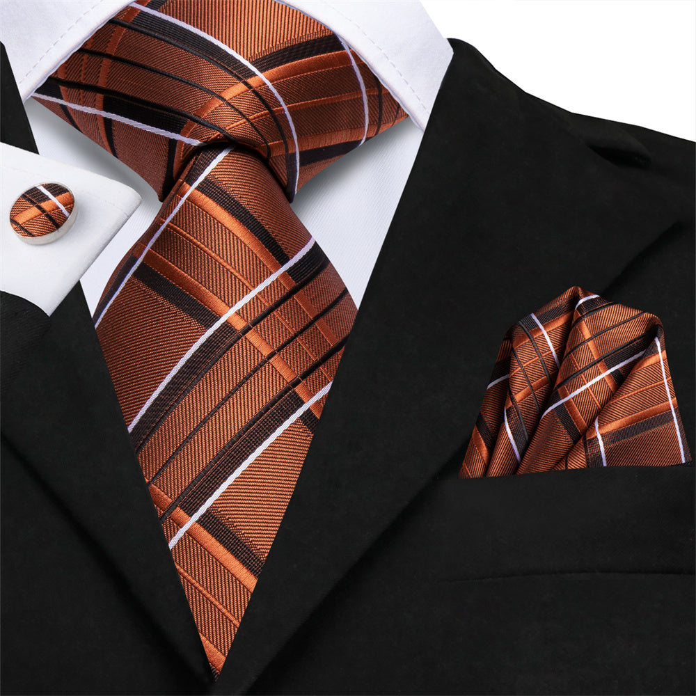 GentCrest White Plaid Tie Hanky Cufflinks Set - Image 2