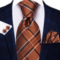 GentCrest White Plaid Tie Hanky Cufflinks Set - Image 1