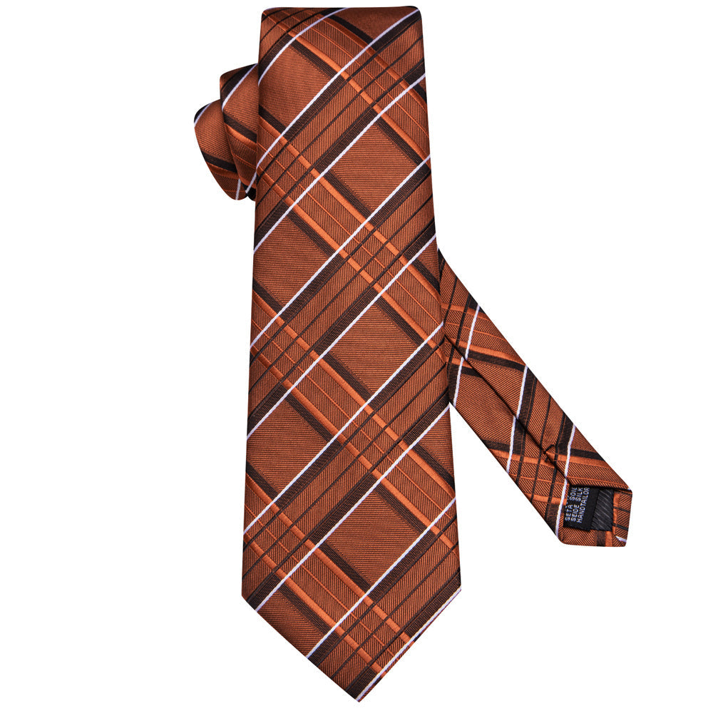 GentCrest White Plaid Tie Hanky Cufflinks Set - Image 5