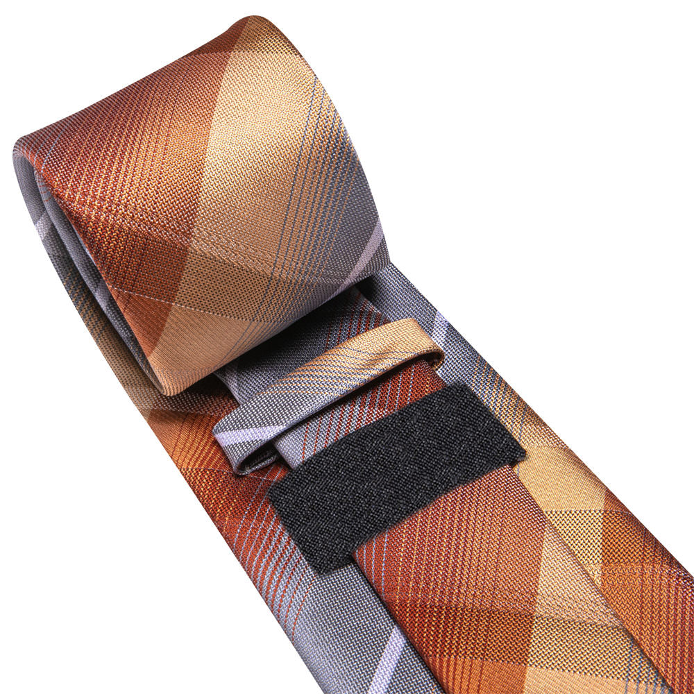 GentCrest Grey Plaid Tie Hanky Cufflinks Set - Image 7