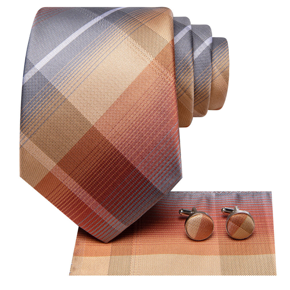 GentCrest Grey Plaid Tie Hanky Cufflinks Set - Image 4