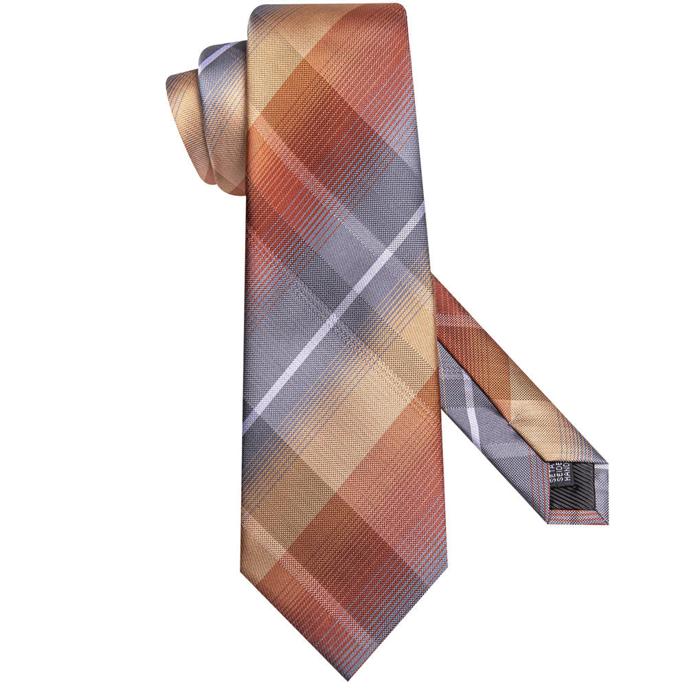 GentCrest Grey Plaid Tie Hanky Cufflinks Set - Image 6