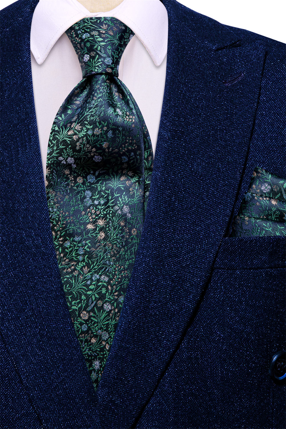 GentCrest Blue Floral Tie Hanky Cufflinks Set - Image 3