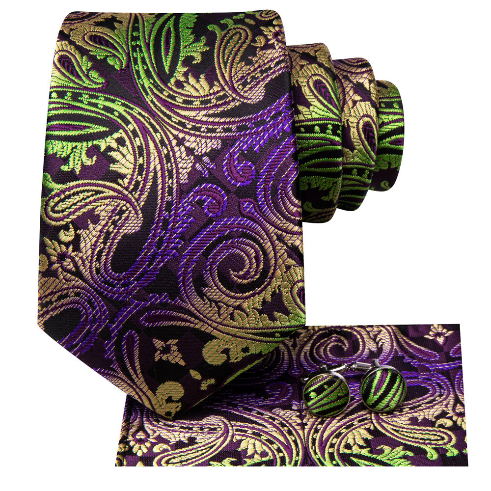 GentCrest Green Paisley Tie Hanky Cufflinks Set - Image 4