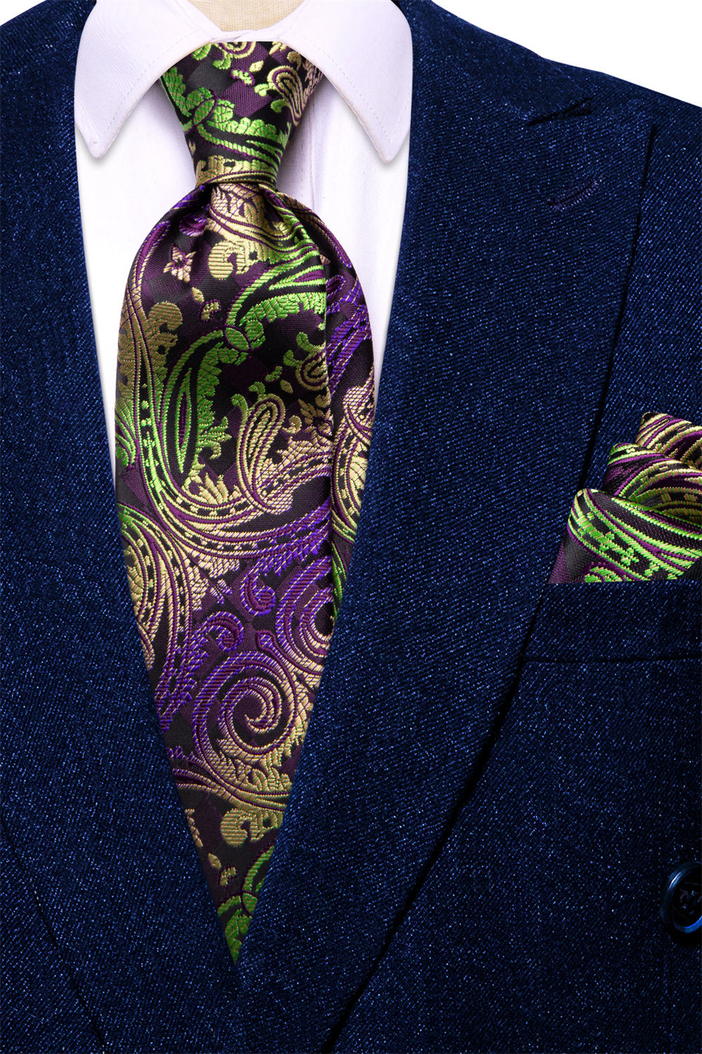 GentCrest Green Paisley Tie Hanky Cufflinks Set - Image 3