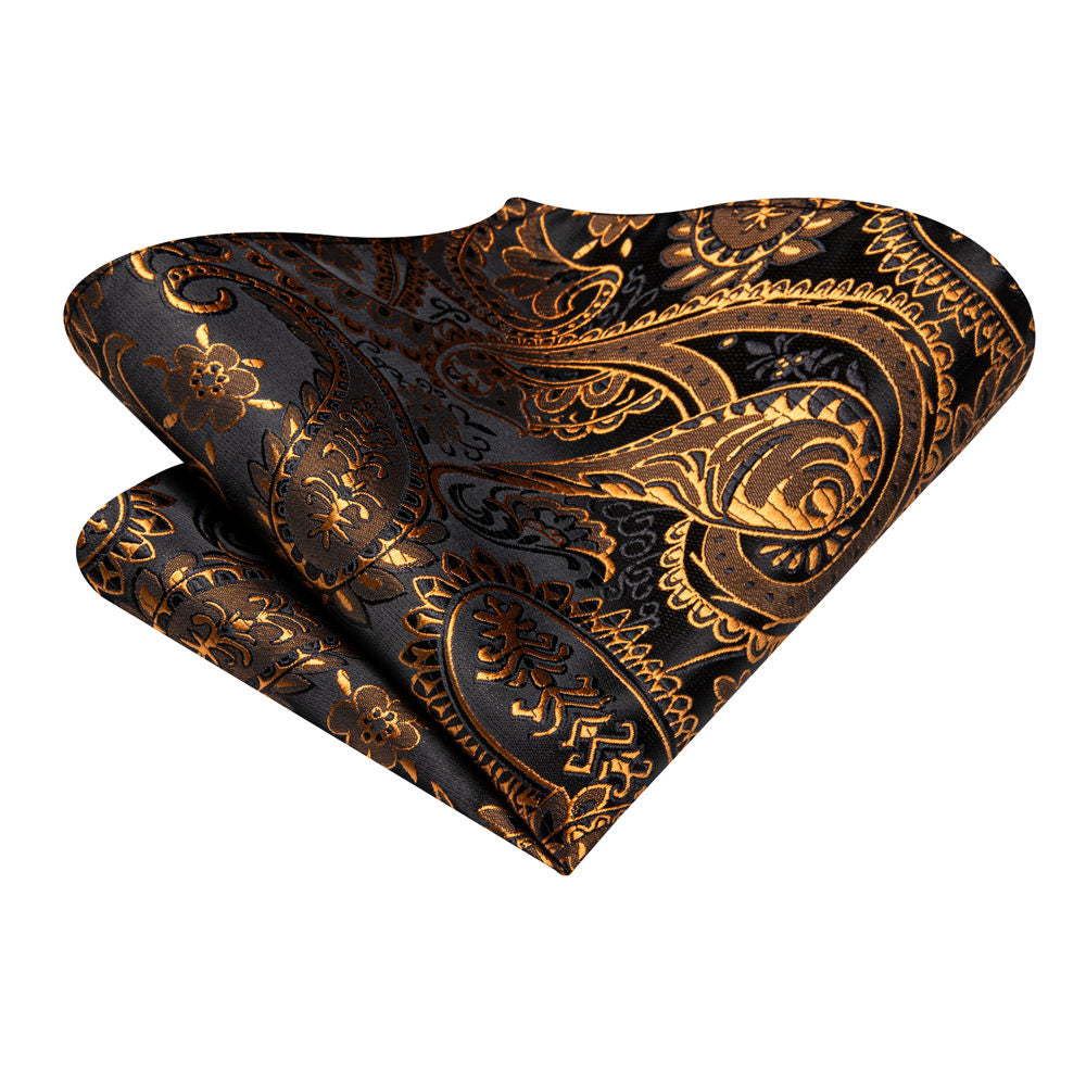 GentCrest Black Paisley Tie Hanky Cufflinks Set - Image 4