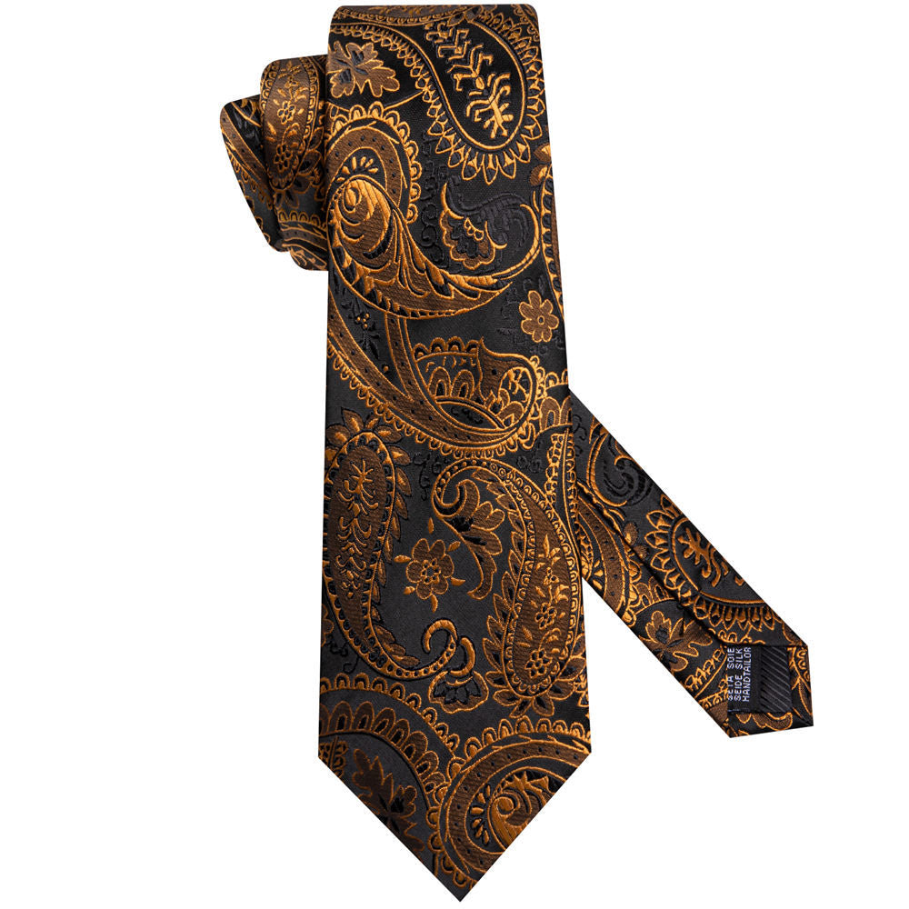 GentCrest Black Paisley Tie Hanky Cufflinks Set - Image 5