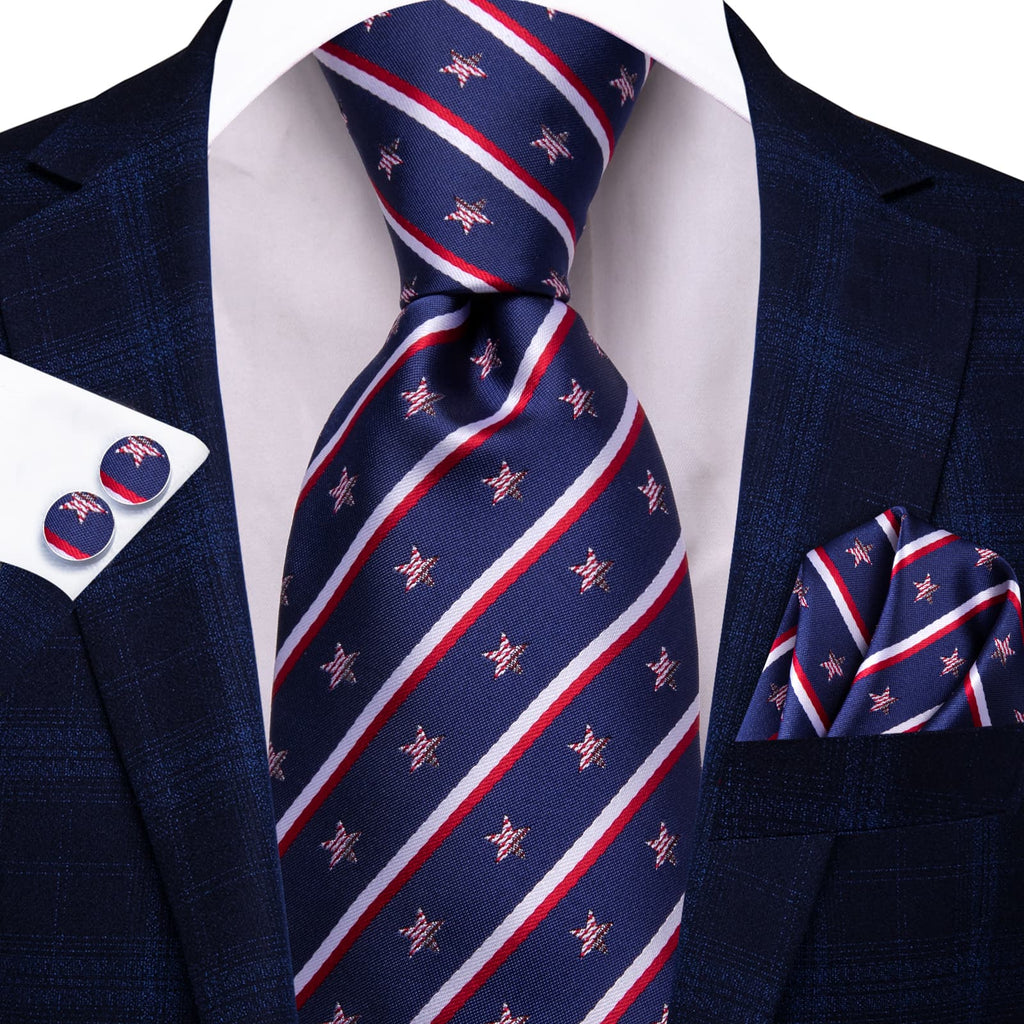 GentCrest Blue Striped Tie Hanky Cufflinks Set - Image 2