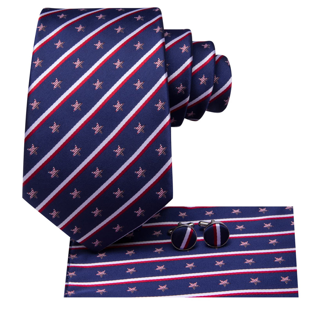 GentCrest Blue Striped Tie Hanky Cufflinks Set - Image 3