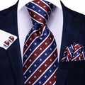 American Flag Striped – Patriotic Stars & Stripes Design Silk Tie Set - GentCrest