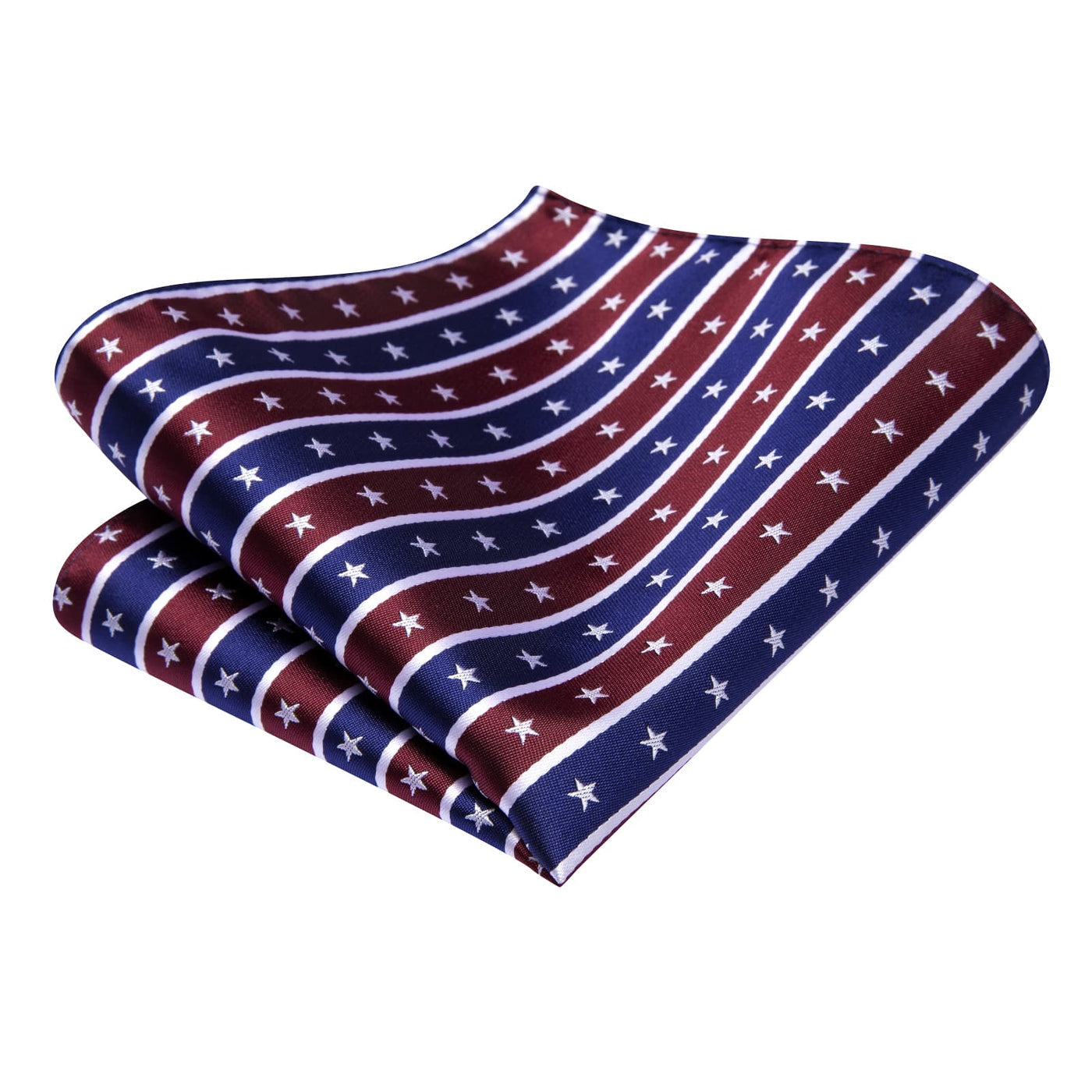 American Flag Striped – Patriotic Stars & Stripes Design Silk Tie Set - GentCrest - View 4
