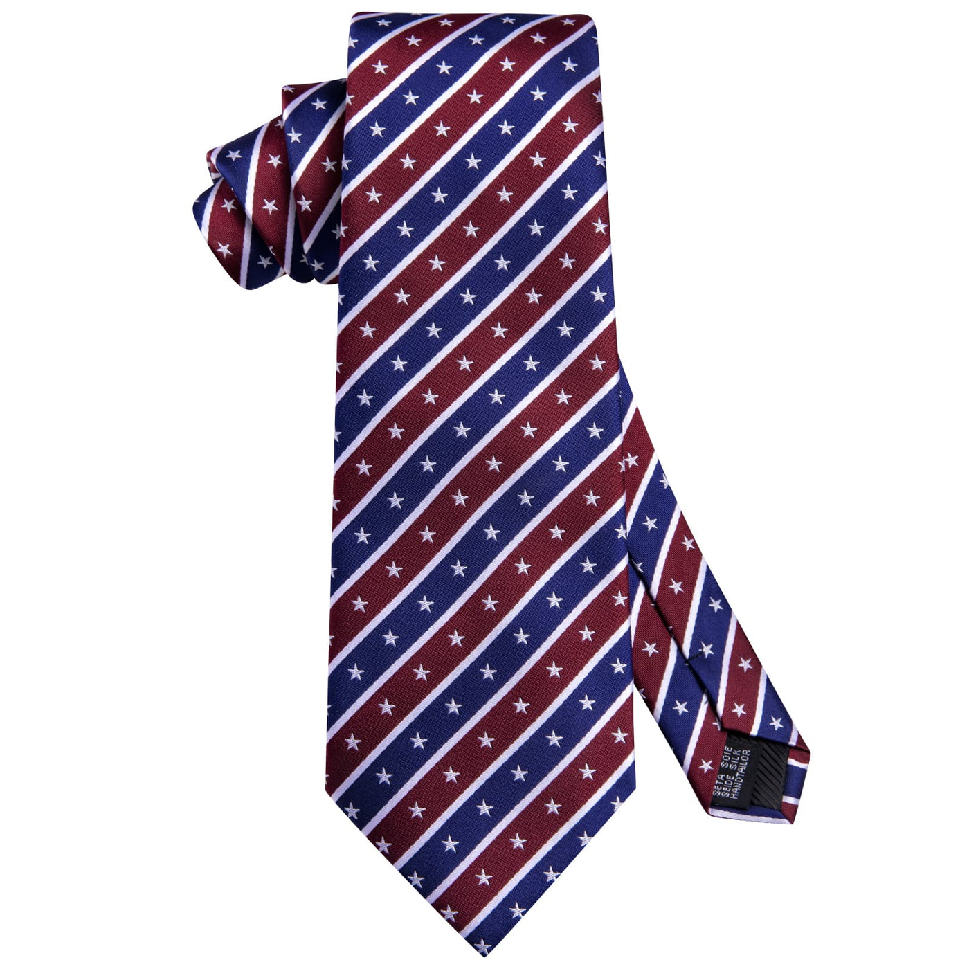 American Flag Striped – Patriotic Stars & Stripes Design Silk Tie Set - GentCrest - View 3