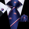 GentCrest Blue Striped Tie Hanky Cufflinks Set - Image 1