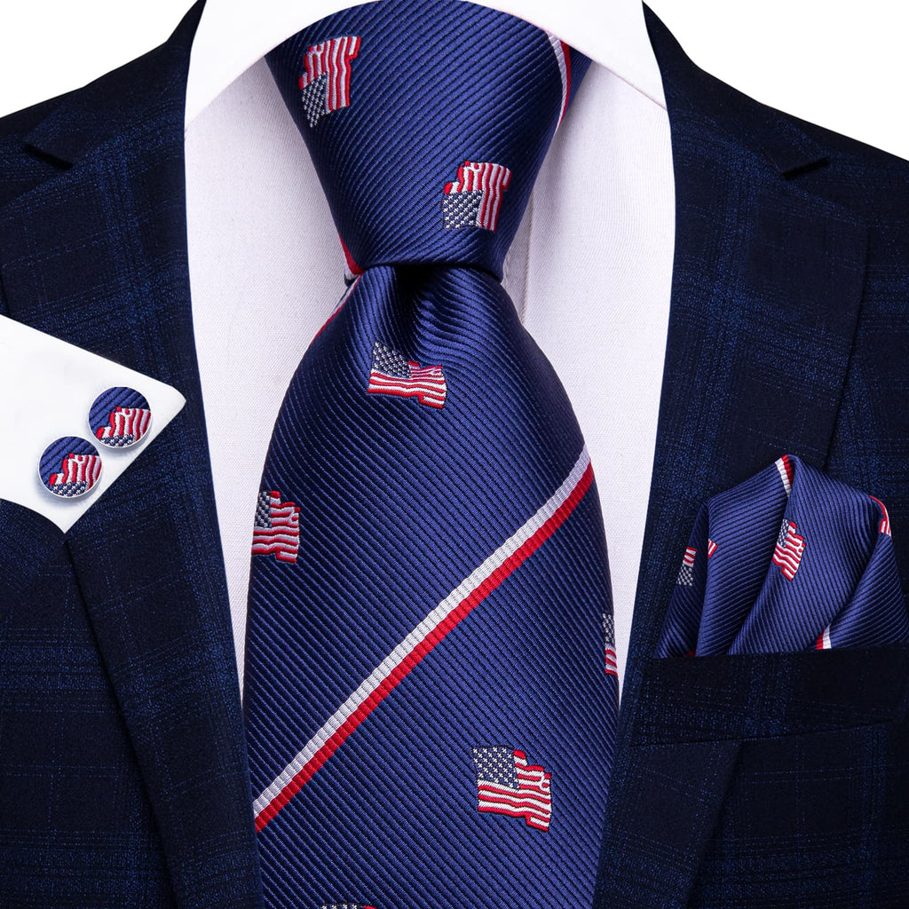 GentCrest Blue Striped Tie Hanky Cufflinks Set - Image 2