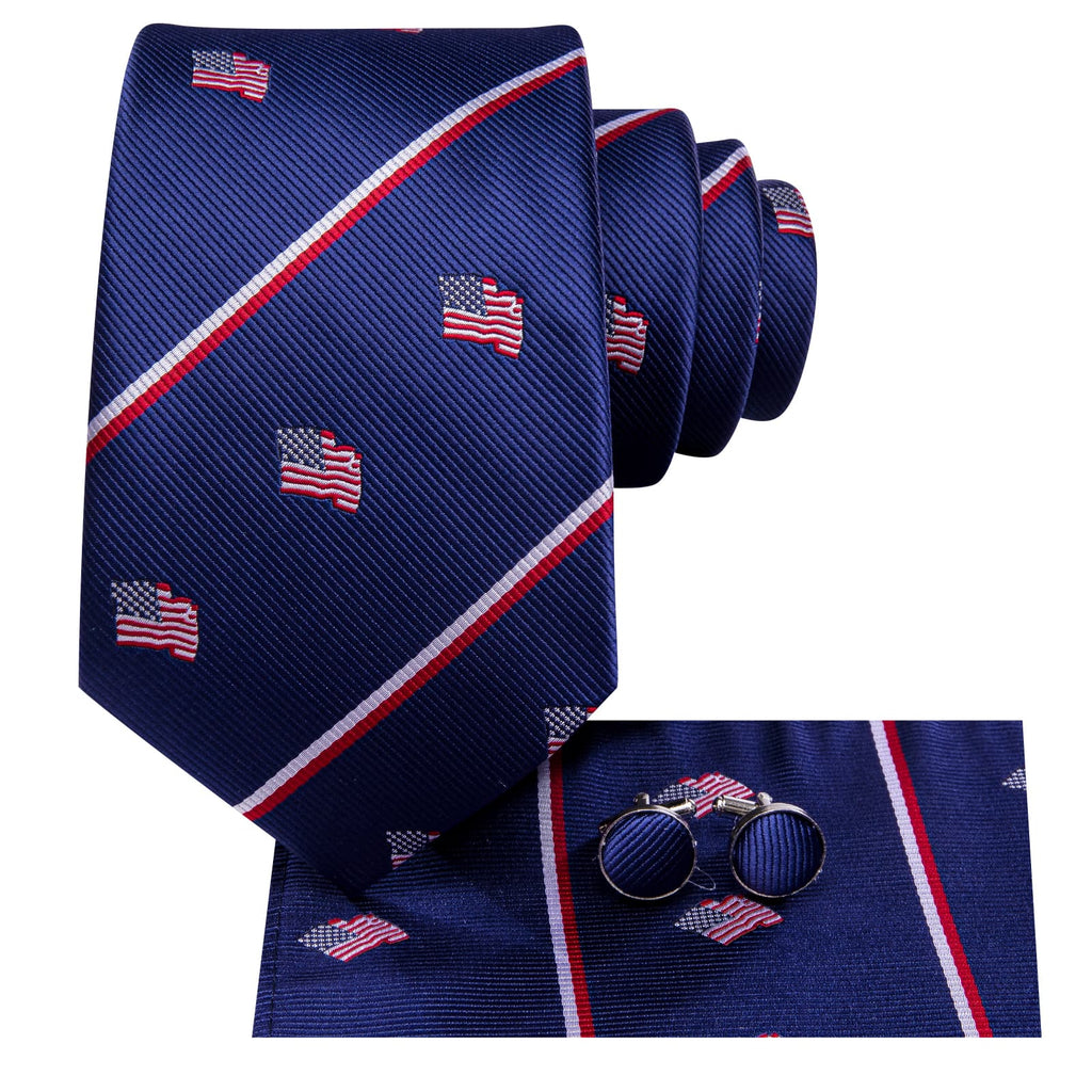 GentCrest Blue Striped Tie Hanky Cufflinks Set - Image 3