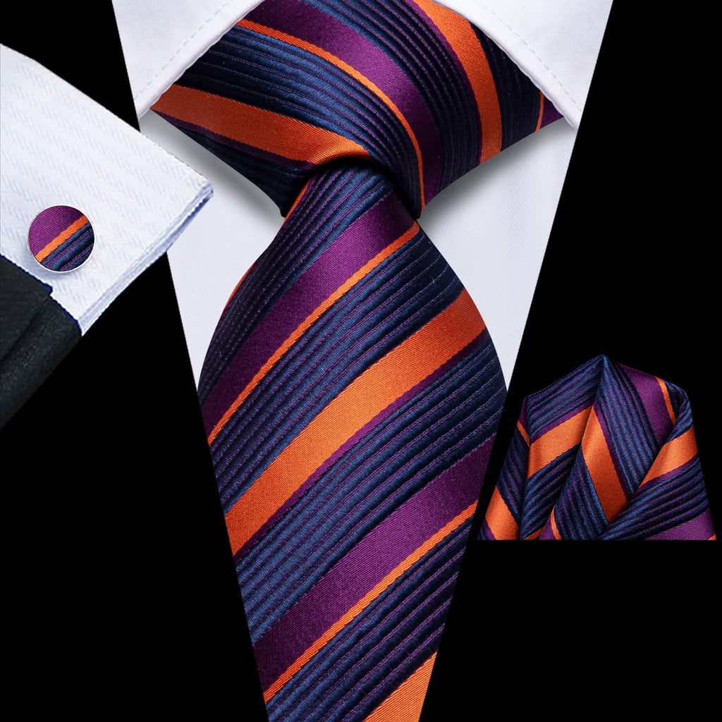 GentCrest Blue Striped Tie Hanky Cufflinks Set - Image 1