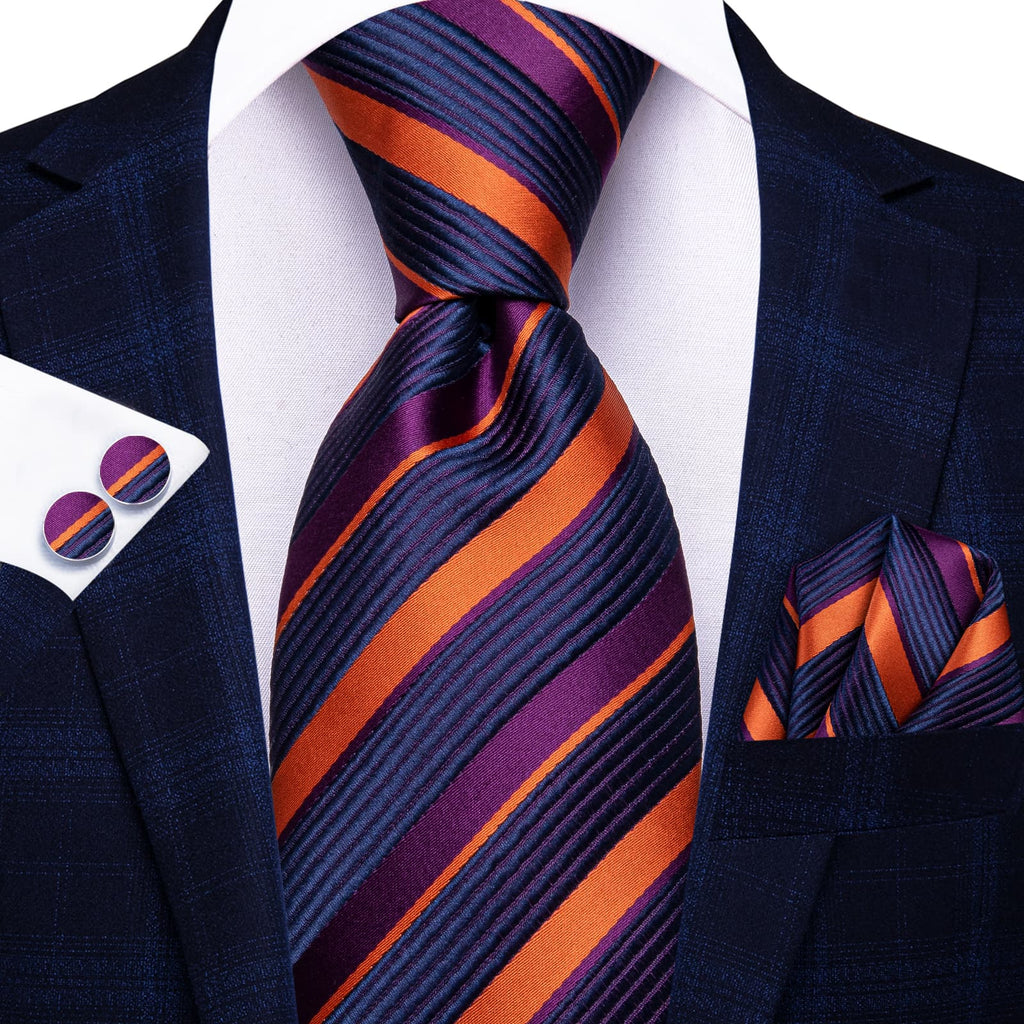 GentCrest Blue Striped Tie Hanky Cufflinks Set - Image 2