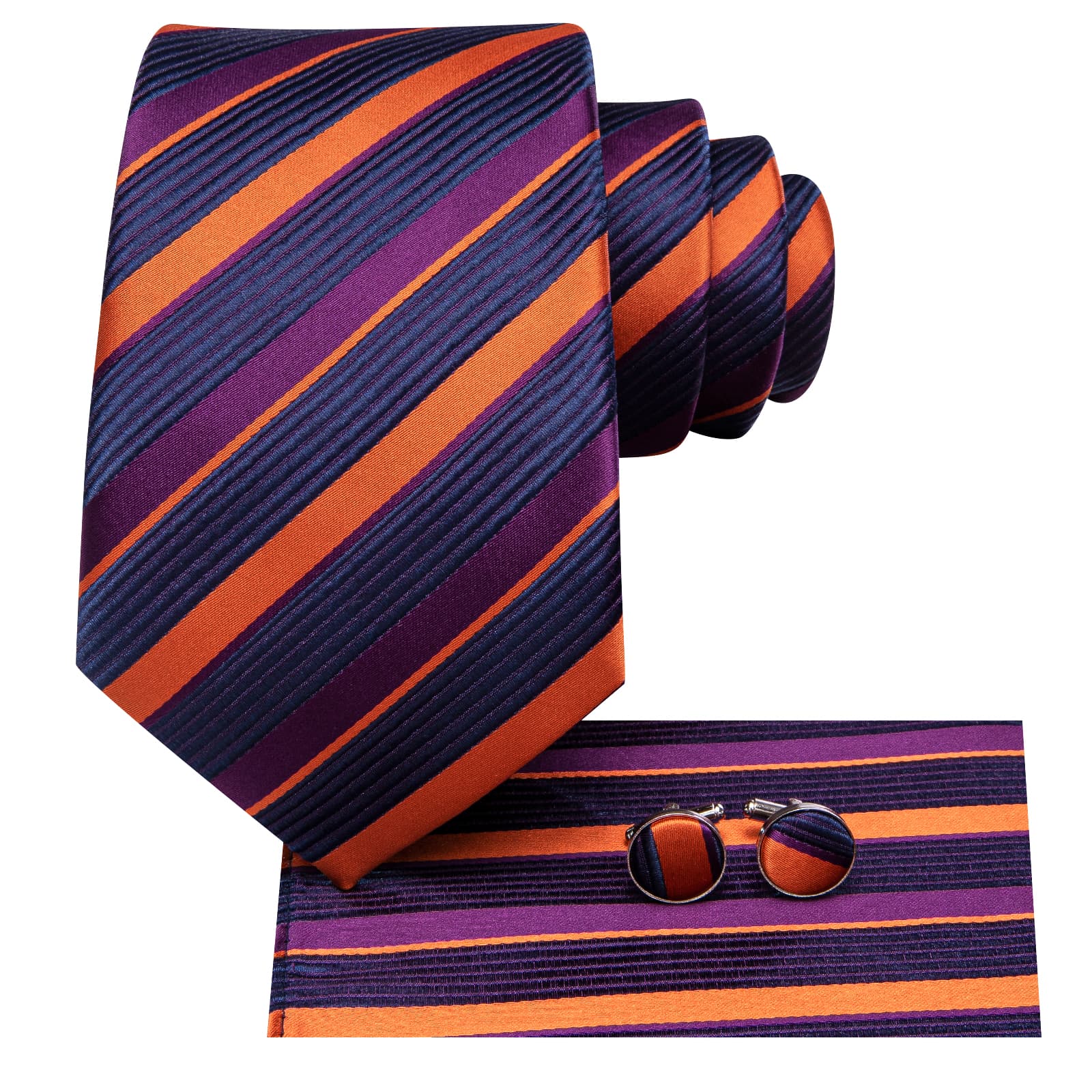GentCrest Blue Striped Tie Hanky Cufflinks Set - Image 3