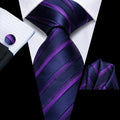 GentCrest Blue Striped Tie Hanky Cufflinks Set - Image 1