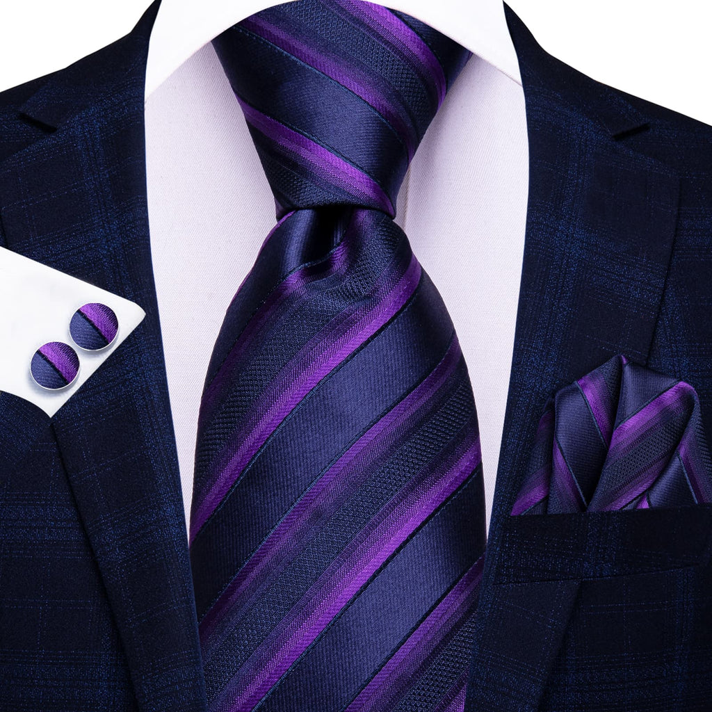 GentCrest Blue Striped Tie Hanky Cufflinks Set - Image 2