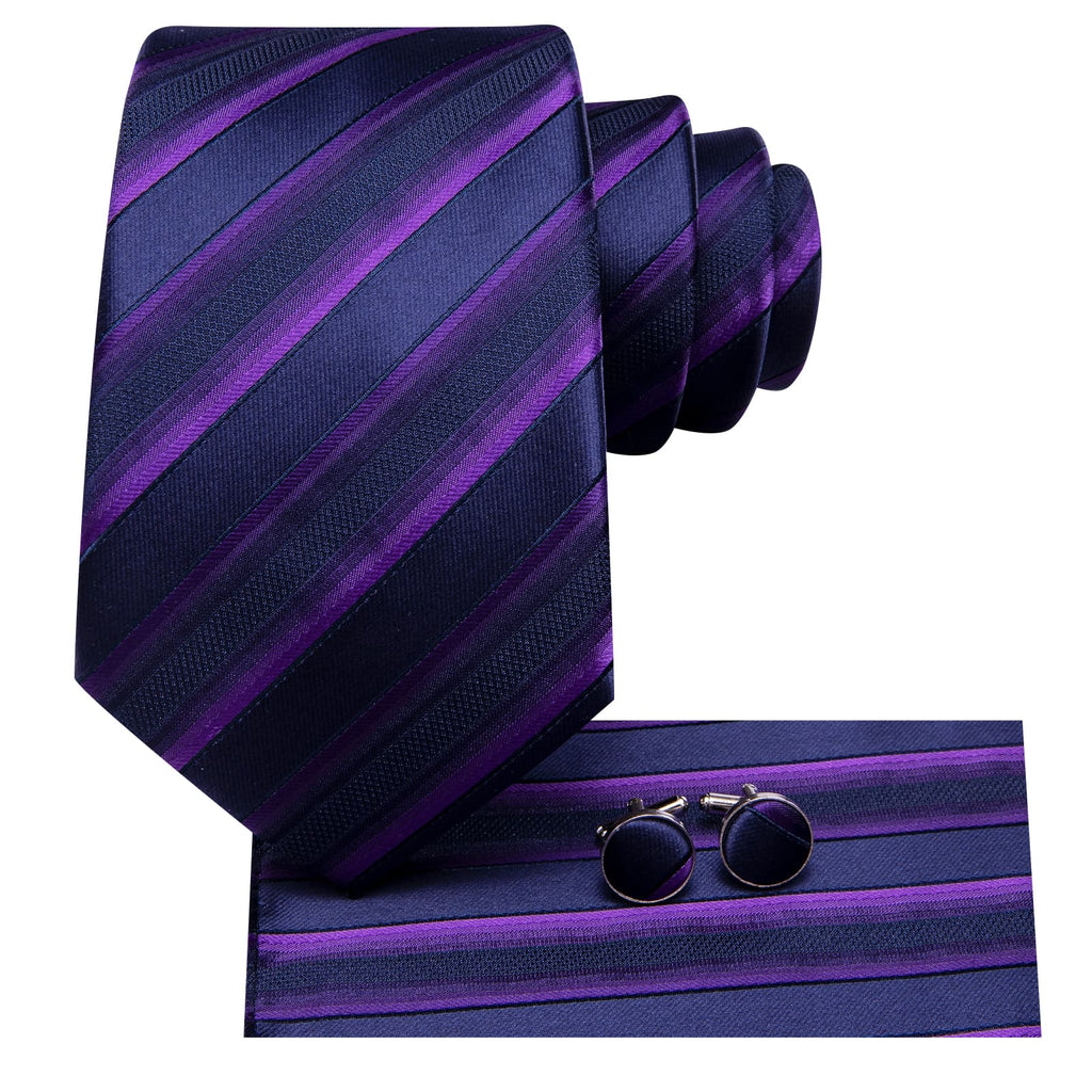 GentCrest Blue Striped Tie Hanky Cufflinks Set - Image 3