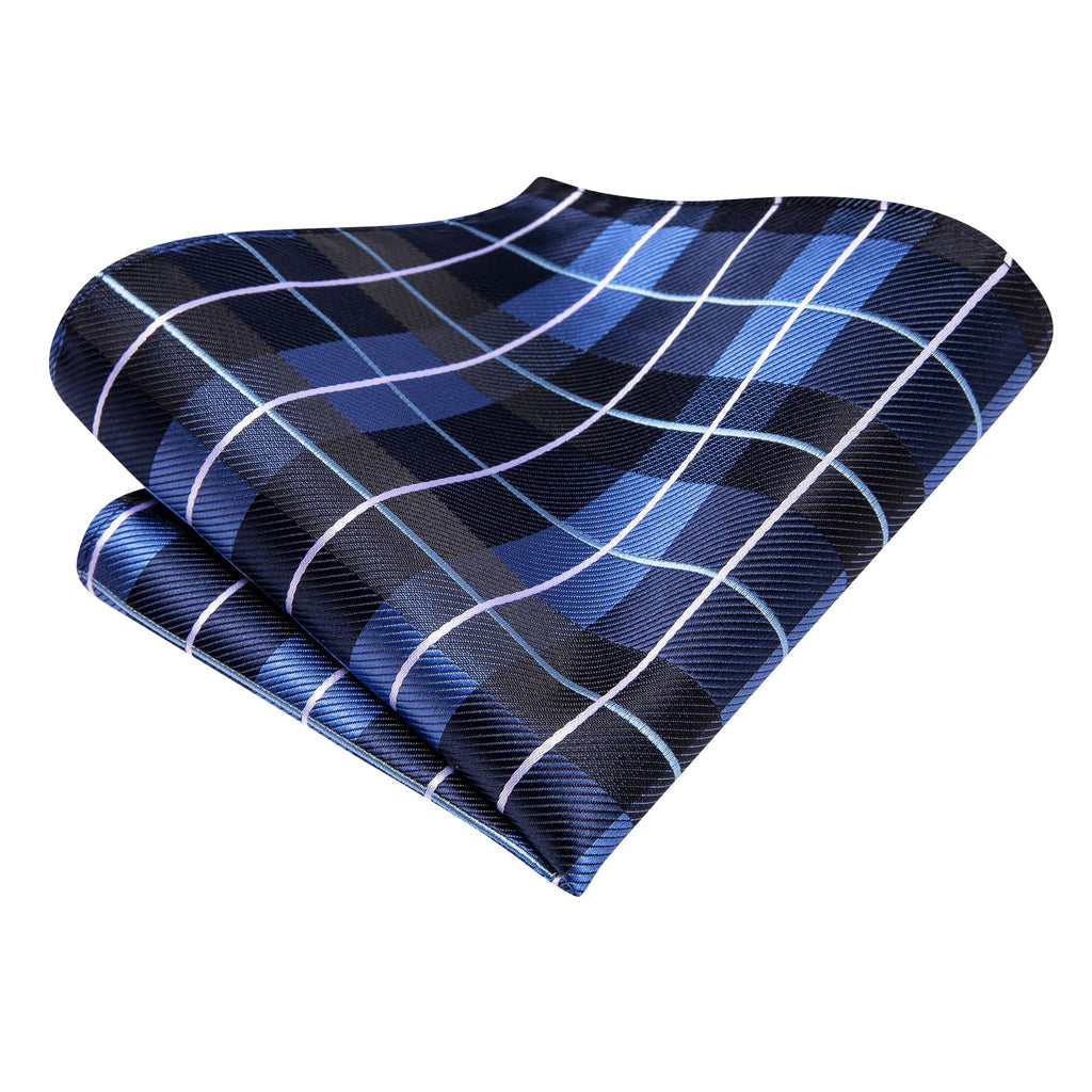 GentCrest Blue Plaid Tie Hanky Cufflinks Set - Image 5
