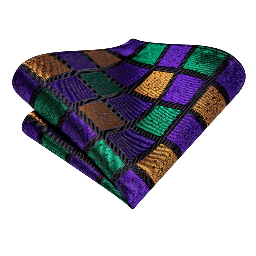 GentCrest Green Plaid Tie Hanky Cufflinks Set - Image 5