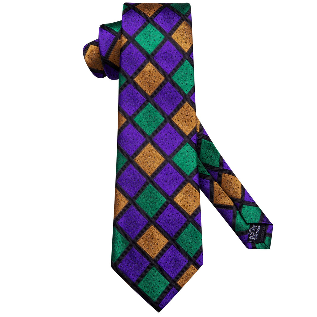 GentCrest Green Plaid Tie Hanky Cufflinks Set - Image 4